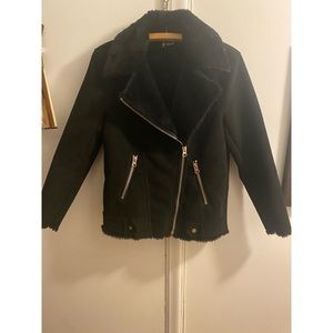 Black Zip Up Suede Moto Jacket